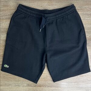 Lacoste Men’s Black Fleece Drawstring Shorts – Regular Fit (US M / FR 4)